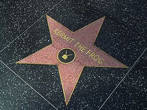 Kermit the frog in the Hollywood walk of fame,...