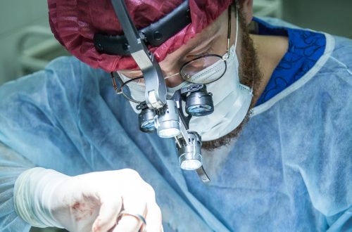 man wearing medical suit