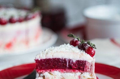 sliced of strawberry cake on plate