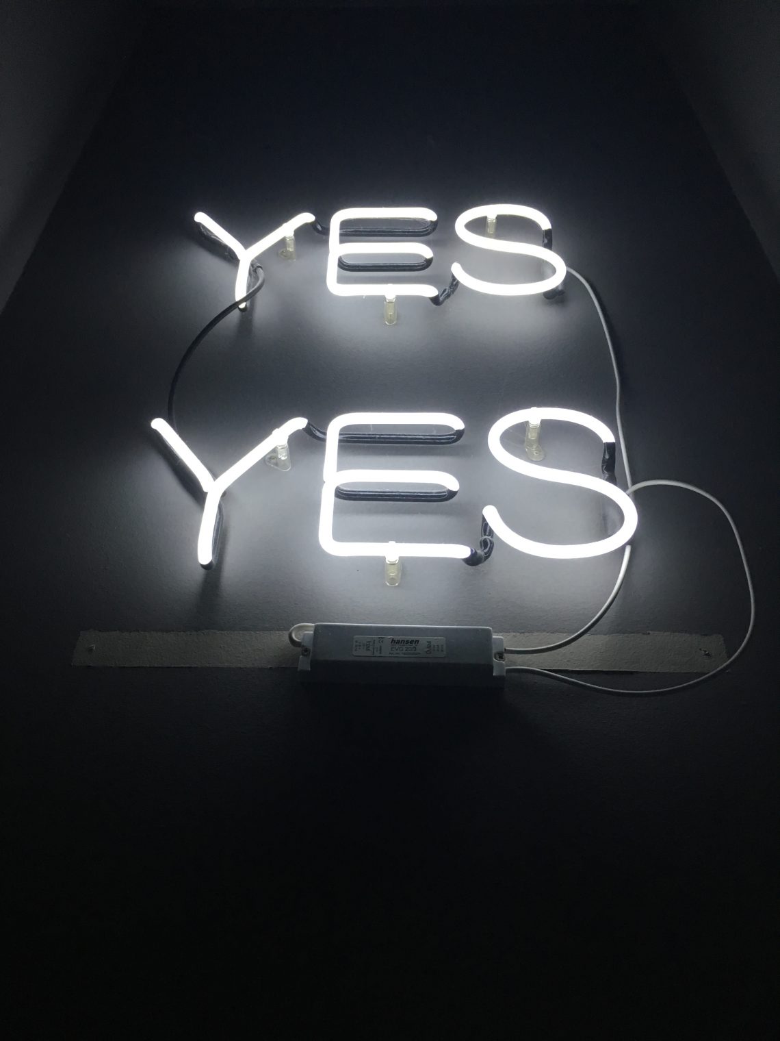 white yes LED signages